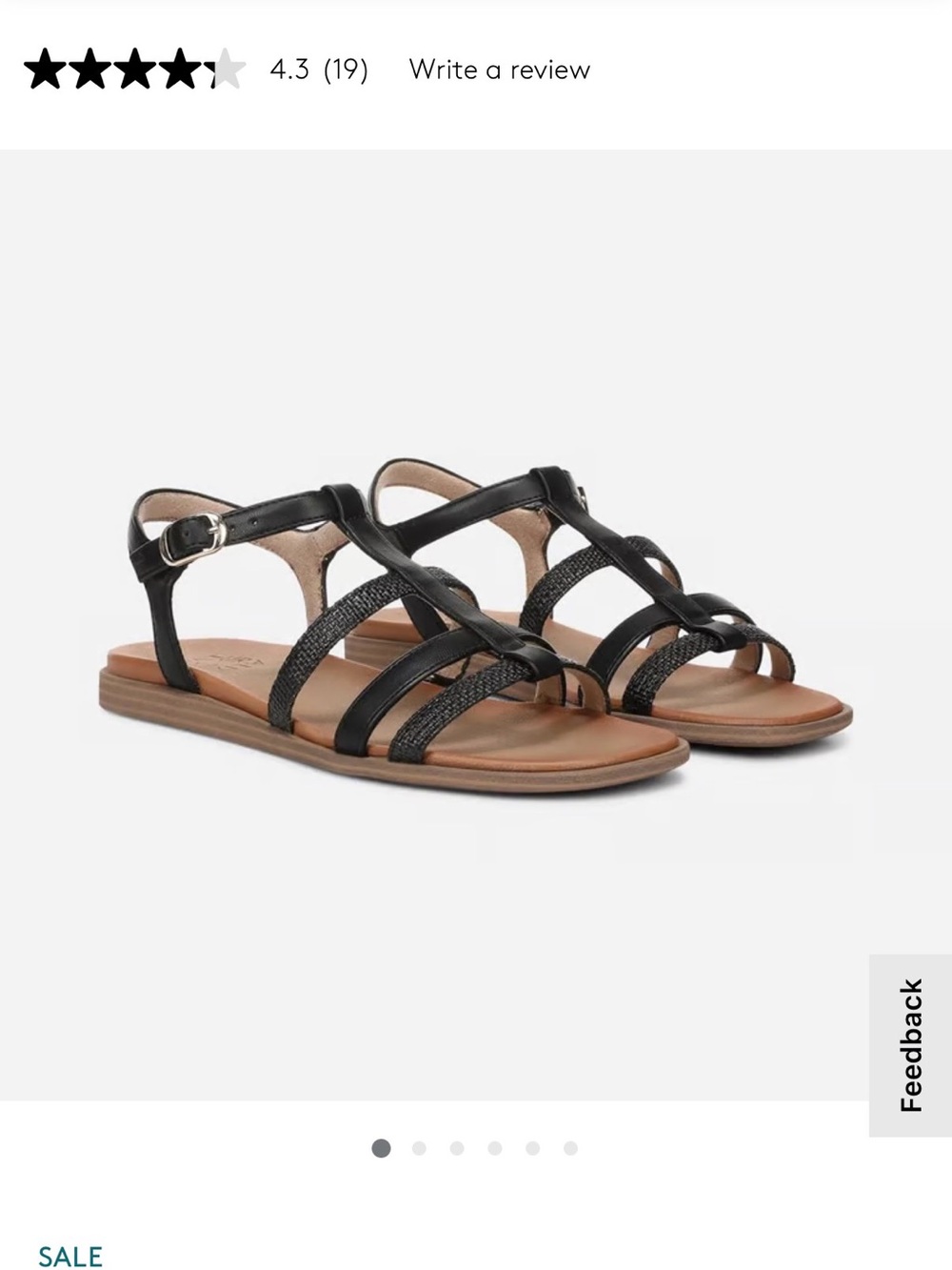 Naturalizer Black Strappy T‑Bar Sandals size 8